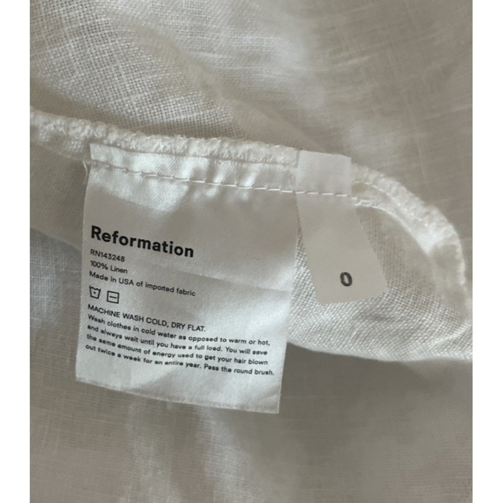 Reformation Puff Sleeve Linen Mini Dress White Womens Size 0 - Picture 9 of 10